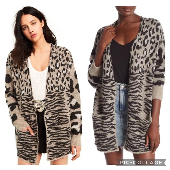 Wildfox Animal Patterned Long Sleeve Cardigan - Picture 1 of 8